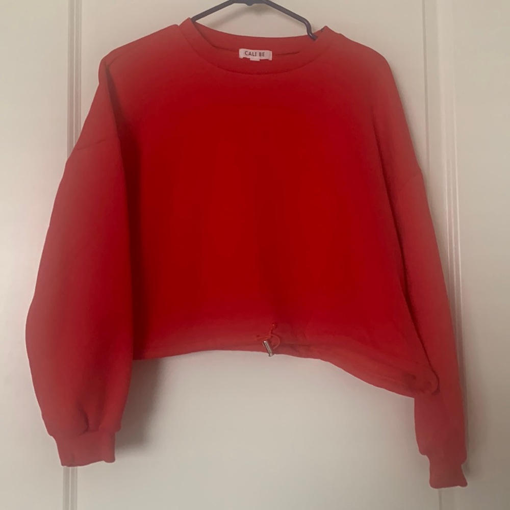 Red crop sweater, cinched waist, XL, cute top, NWT